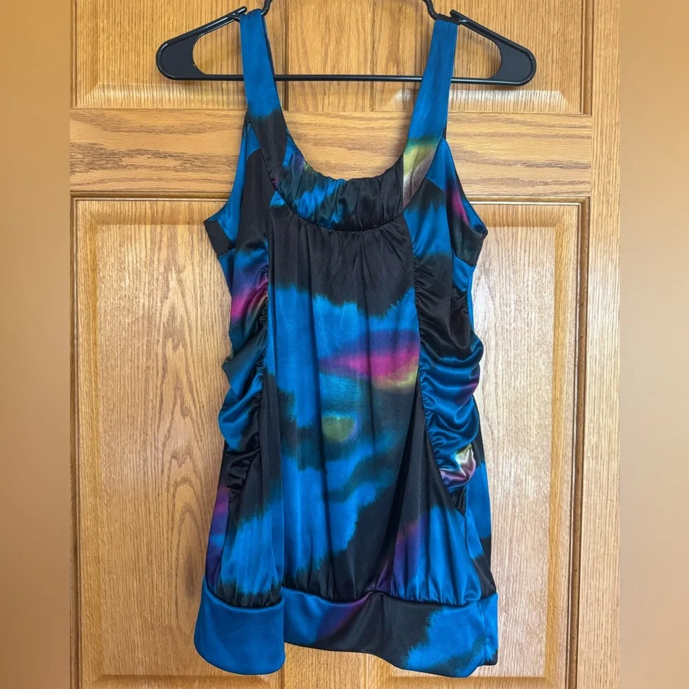 V.1 Couture Y2K Multicolor Ruched Tank Top NWT Large